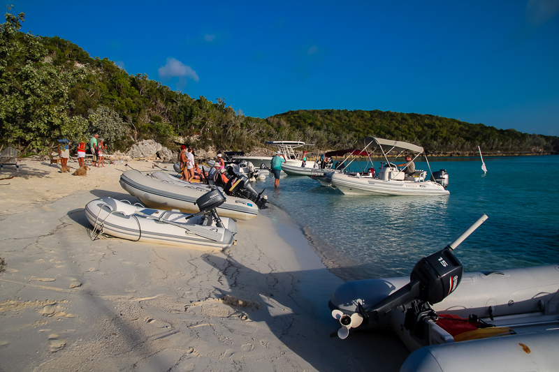 Cruiser gatherings on the beach were a highlight of our time in Staniel Cay.